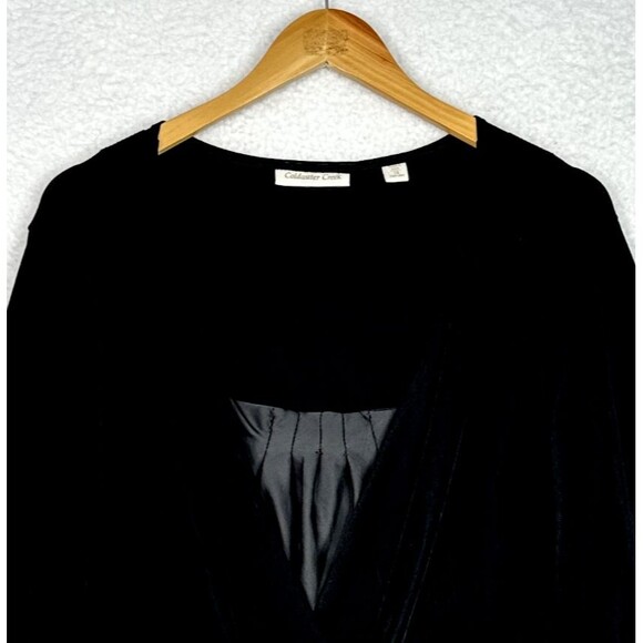 Coldwater Creek Travallure Duet Top 1X Black Long Sleeve Knit Layered Look NWT‎ - Picture 2 of 11